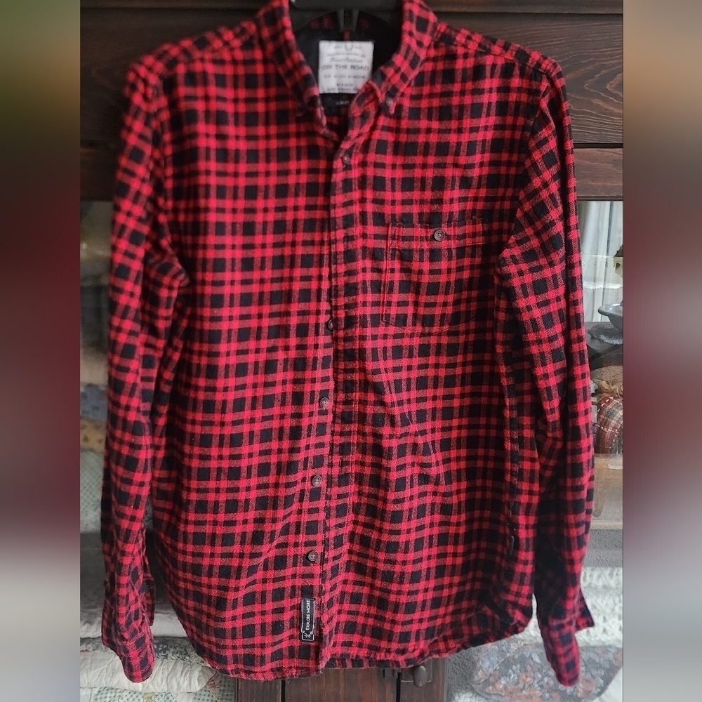 On The Road Red and Black Checkered Men's Shirt